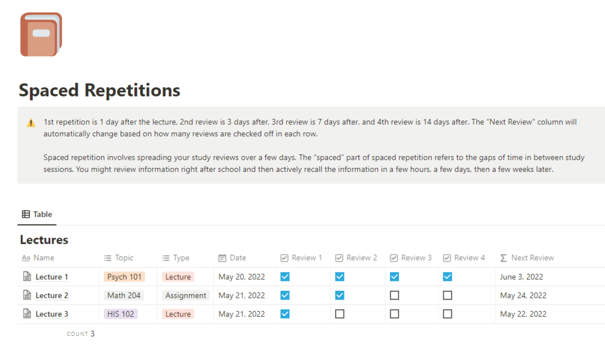 Spaced Repetition for Students | Prototion | Notion Template