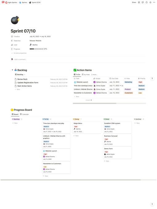 Agile Sprints | Prototion | Buy Notion Template