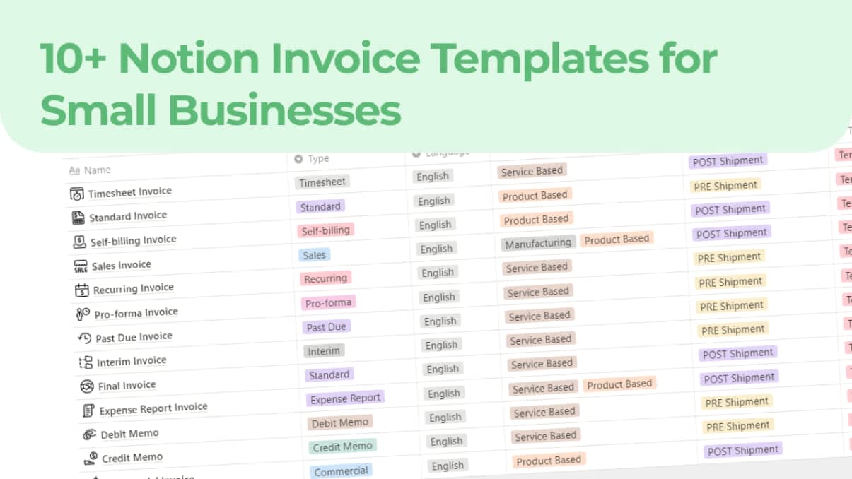 Invoice Templates | Prototion | Buy Notion Template