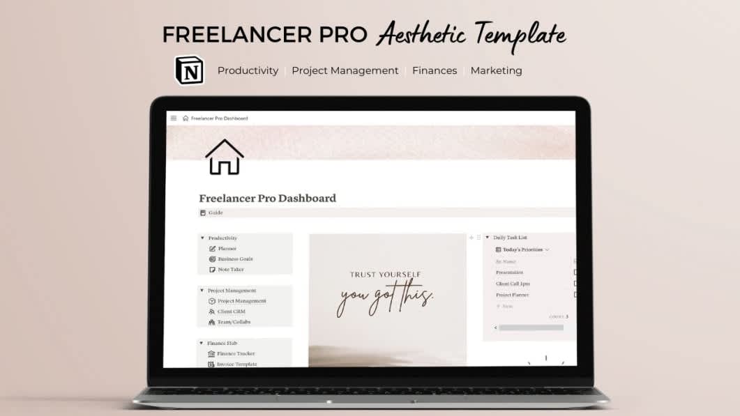 Aesthetic Notion Freelancer PRO Template