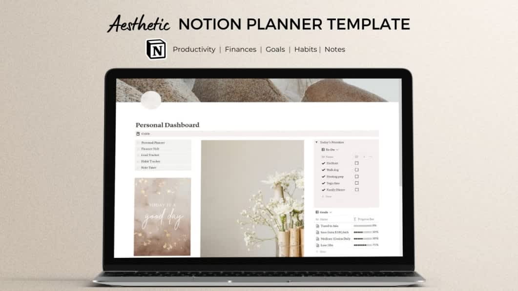 Aesthetic Notion Personal Planner Template 
