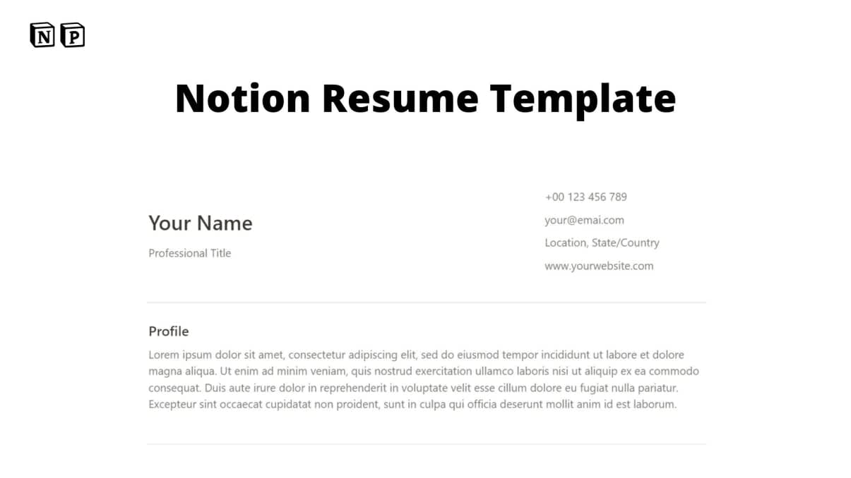 Notion Resume Template | Prototion | Buy Notion Template