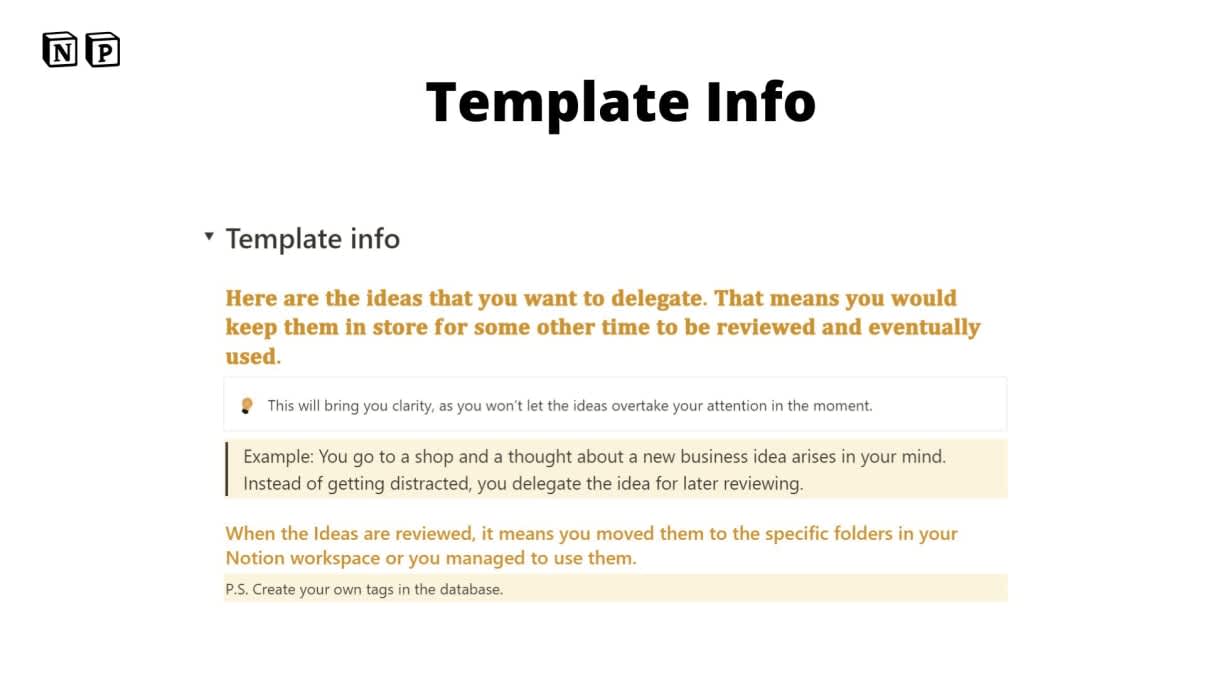 Idea delegation | Prototion | Notion Template