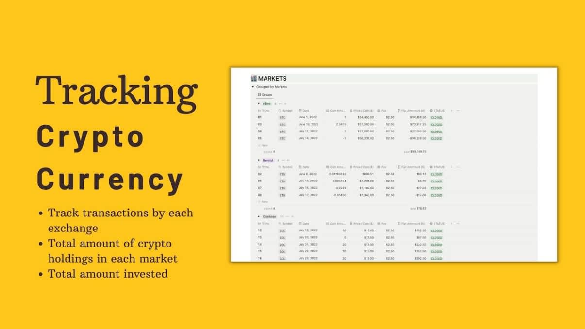 Crypto Portfolio Live Tracker | Prototion | Notion Template