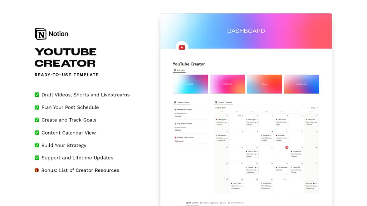 YouTube Creator | Prototion | Buy Notion Template