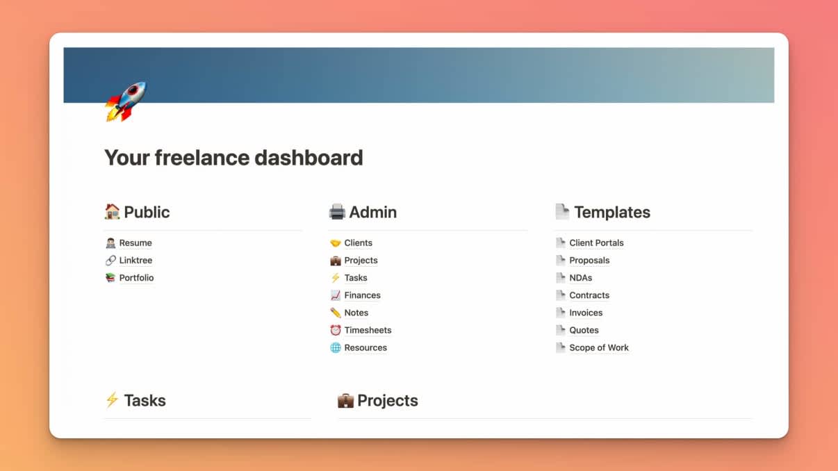 FreelanceHQ Notion Dashboard | Prototion | Notion Template