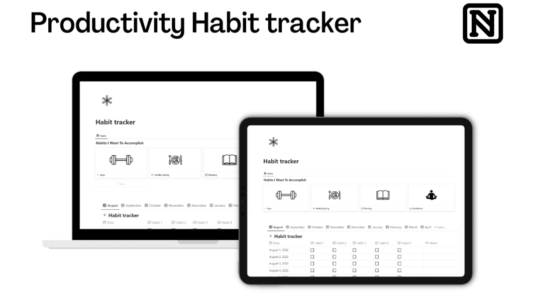 Habit Tracker  Monthly Habit planner  Notion Template