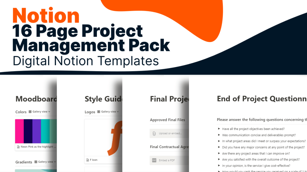 16 Page Project Management Pack