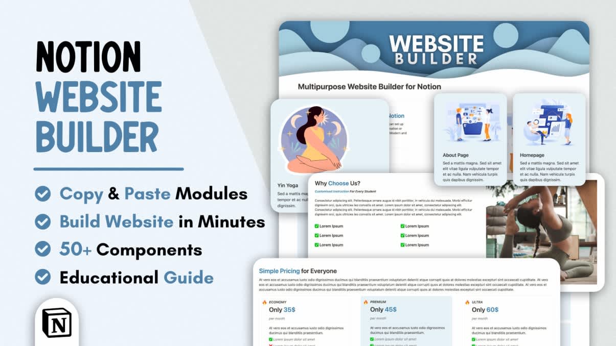 All-in-one Website Builder | Digital Notion Template 2022