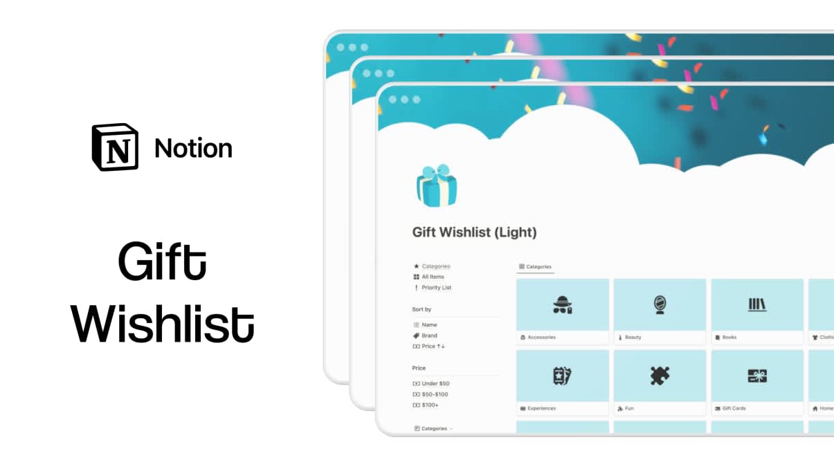 Gift Wishlist | Prototion | Get Notion Template