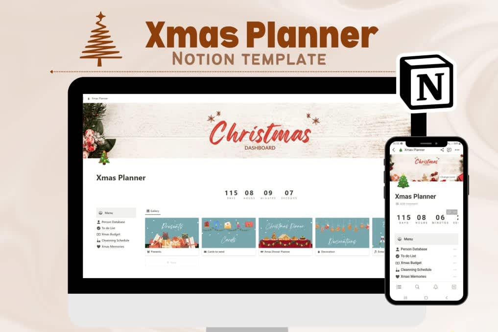 Christmas Planner Dashboard  | Prototion | Notion Template