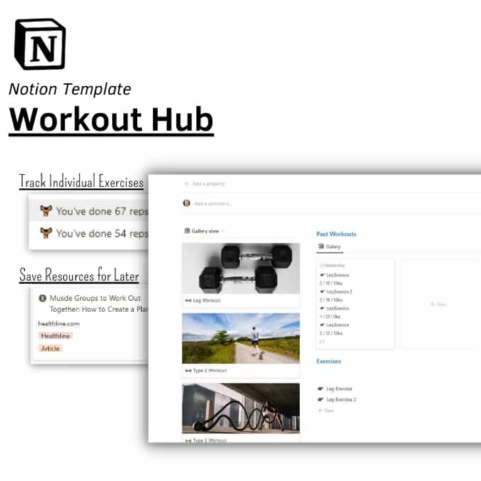 Workout Hub for Notion | Prototion | Get notion template