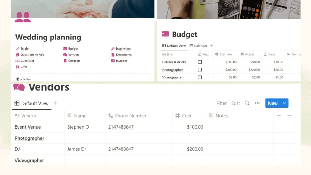 Wedding planning | Prototion | Buy Notion Template