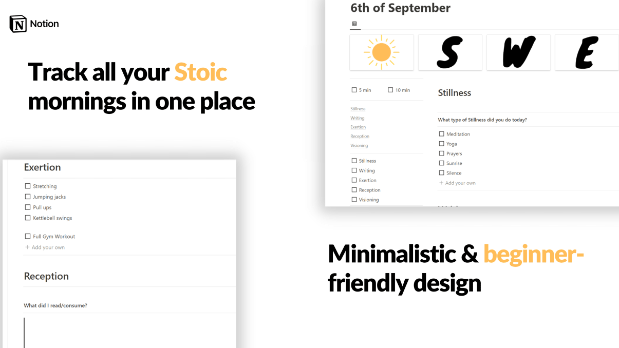 Stoic Mornings | Prototion | Buy Notion Template