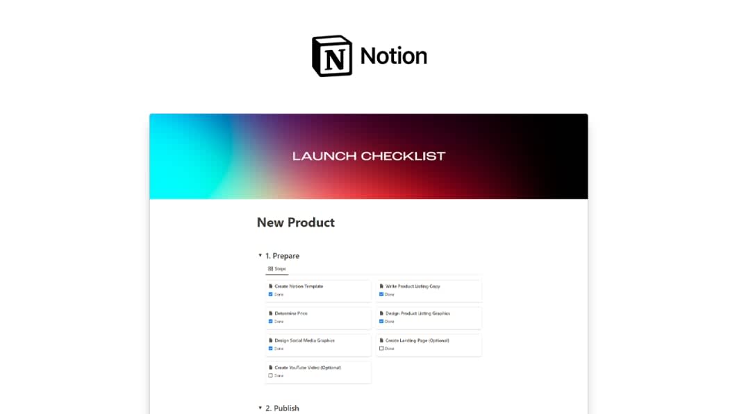 Notion Template Launch Checklist