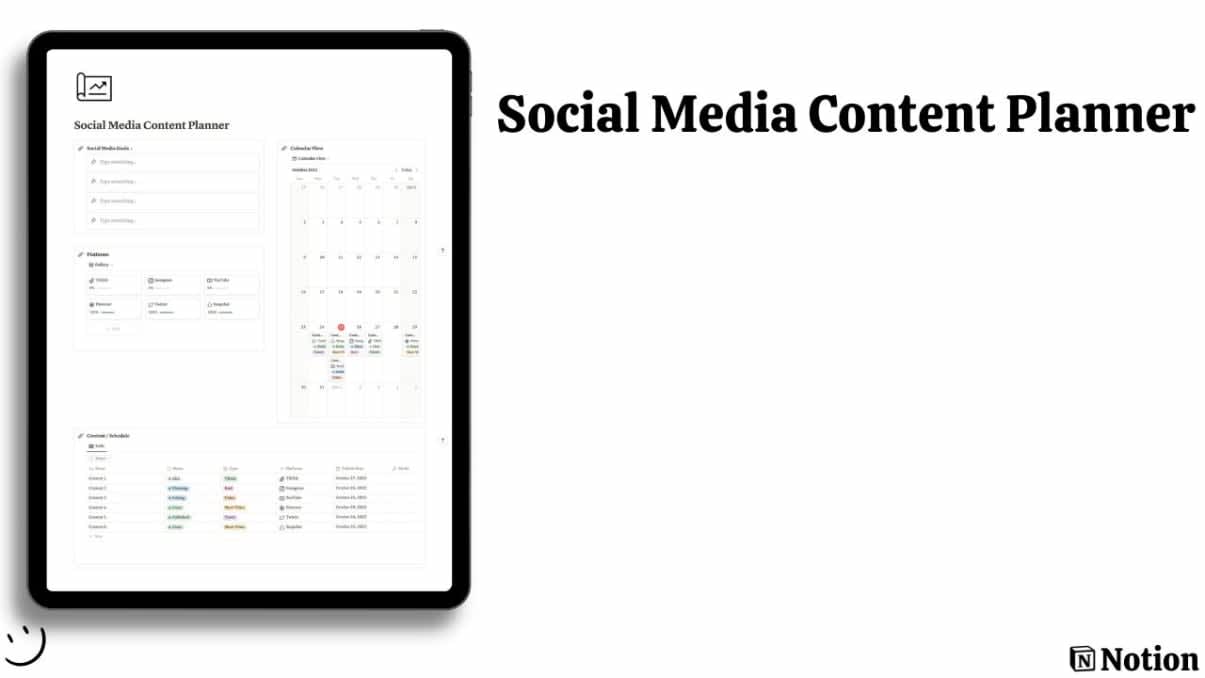 Social Media Content Planner | Prototion | Notion Template