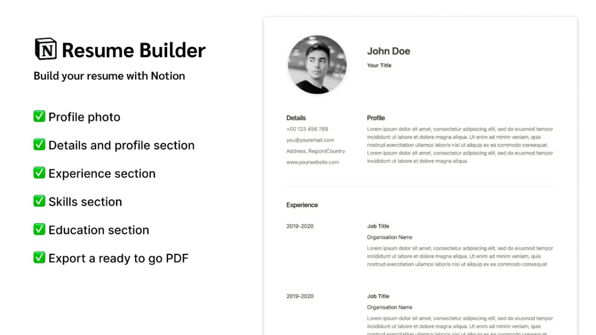 Notion Resume Builder | Prototion | Buy Notion Template