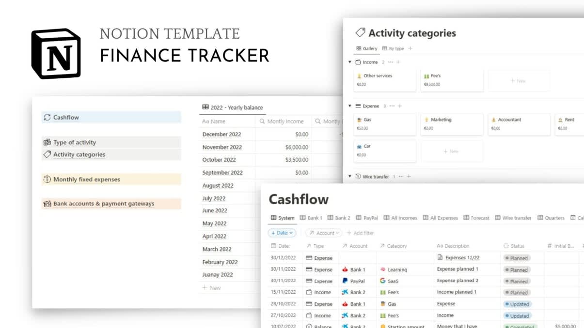 Finance tracker tool | Prototion | Buy Notion Template