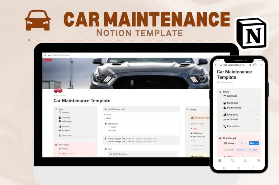 Vehicle Maintenance Notion Template