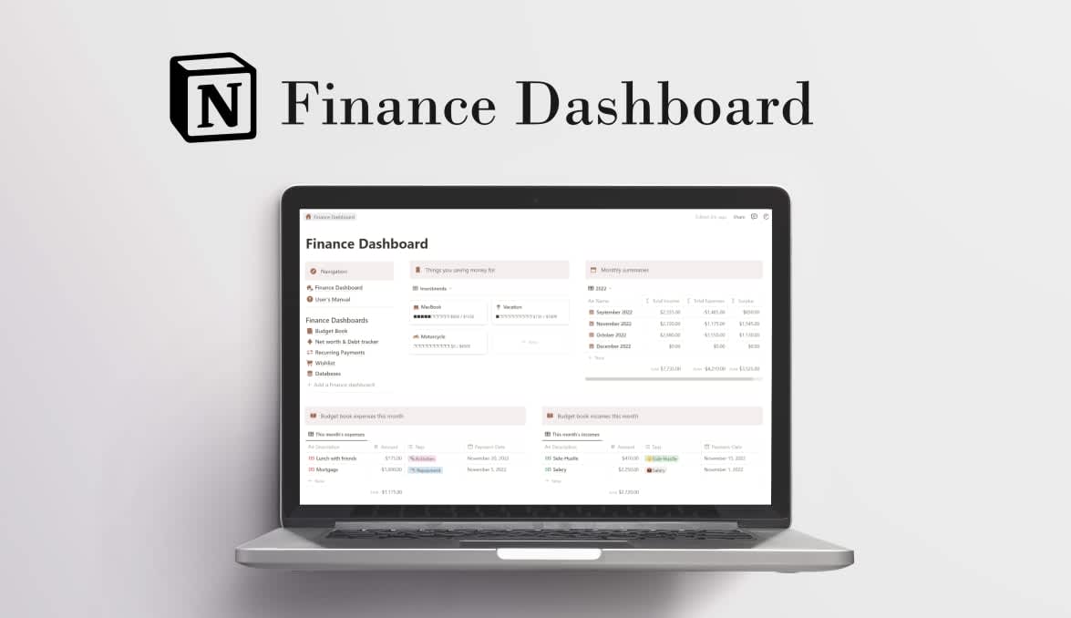 Financial Dashboard | Prototion | Buy Notion Template