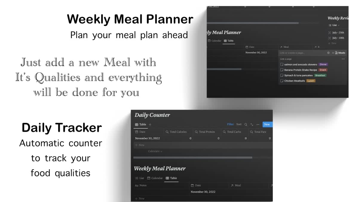 Meal Planner | Prototion | Buy Notion Template