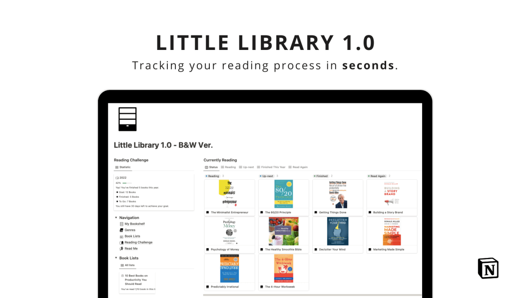 Little Library 1.0 - Reading Tracker Notion Template