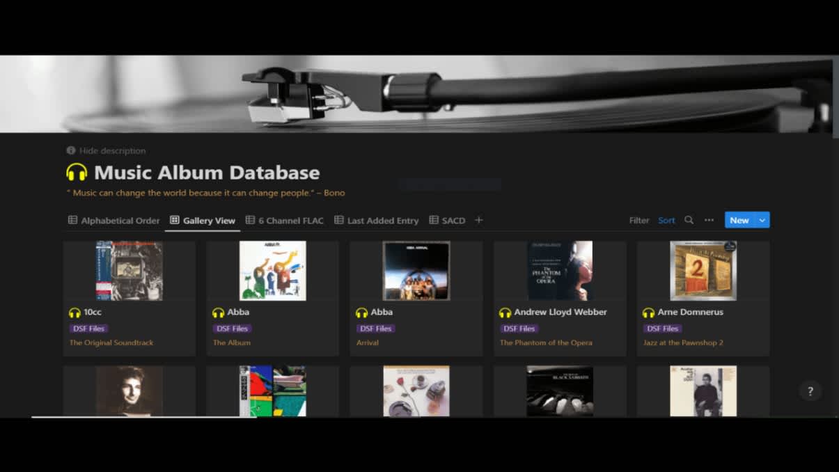 Music Album Database | Prototion | Get Notion Template