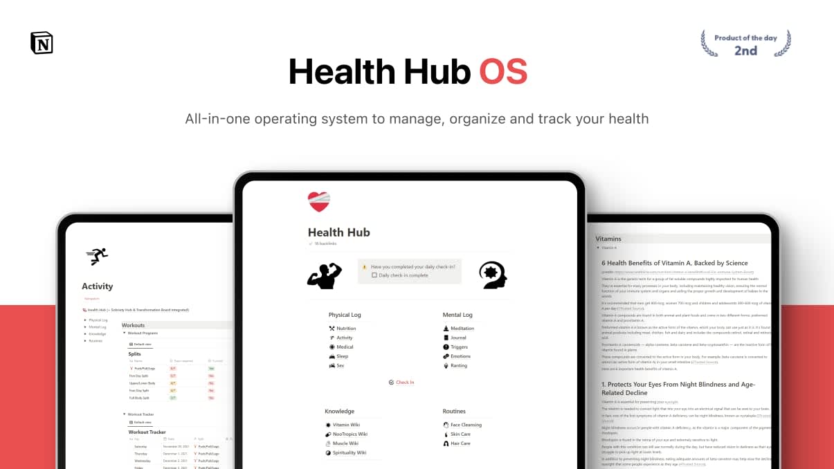 Health Hub OS | Prototion | Buy Notion Template