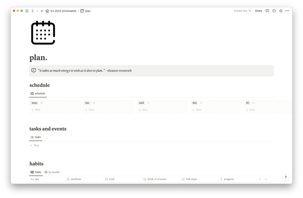 2023 Minimalist Dashboard | Prototion | Buy Notion Template