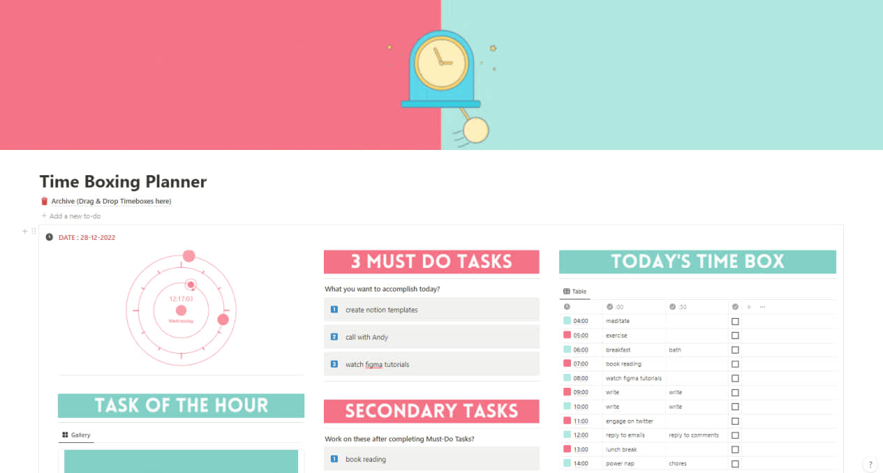 Time Boxing Planner | Prototion | Buy Notion Template