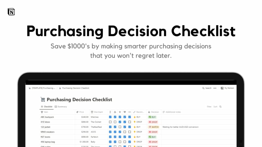 Purchasing Decision Checklist