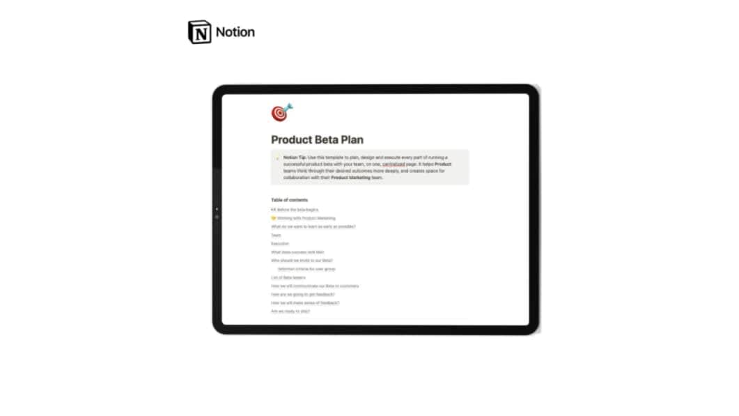 Notion Product Beta Plan