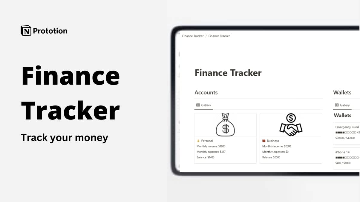 Finance tracker | Prototion | Buy Notion Template