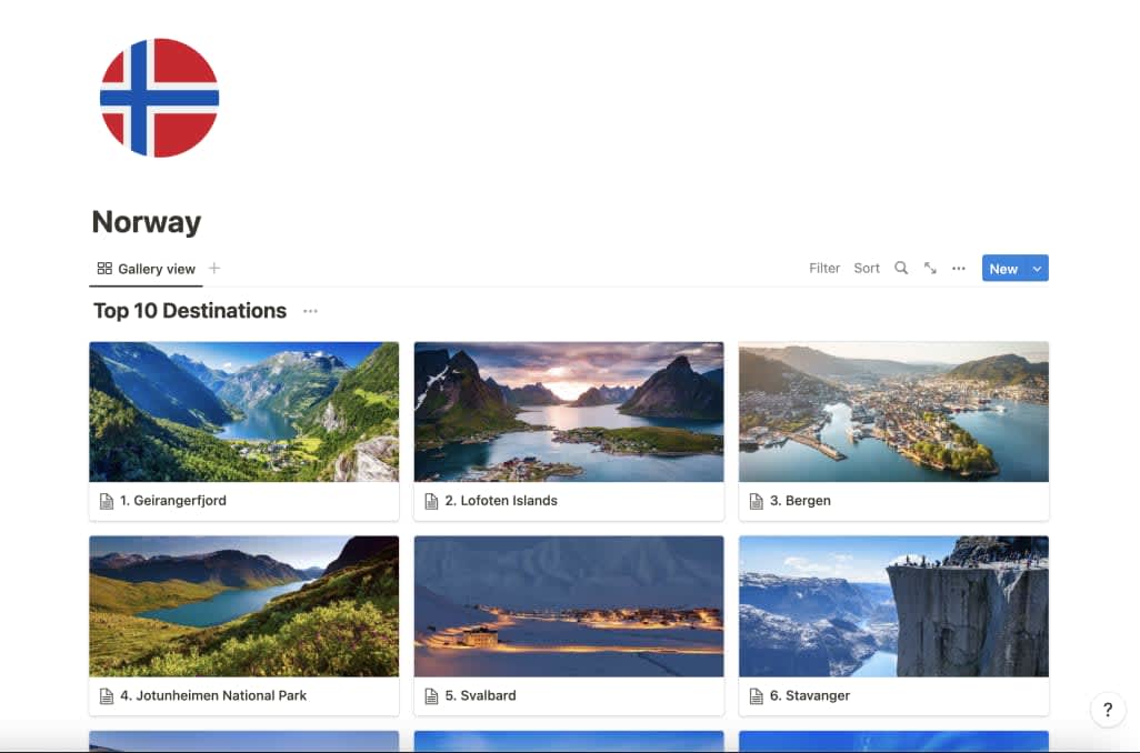 European Travel Template (Top 10 destinations -30 countries