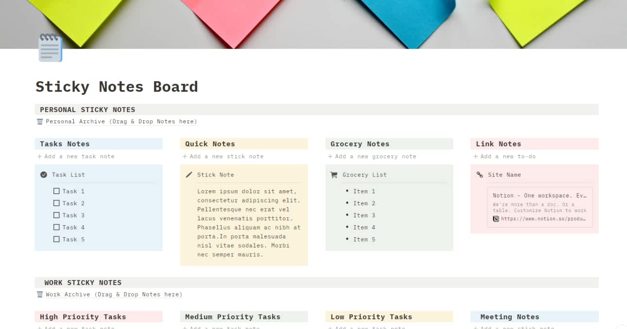 Sticky Notes Board, Prototion