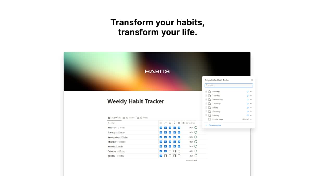 Weekly Habit Tracker | Prototion | Buy Notion Template