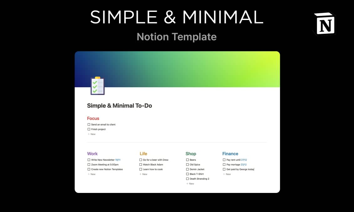 Simple & Minimal To-Do | Prototion | Get Notion Template