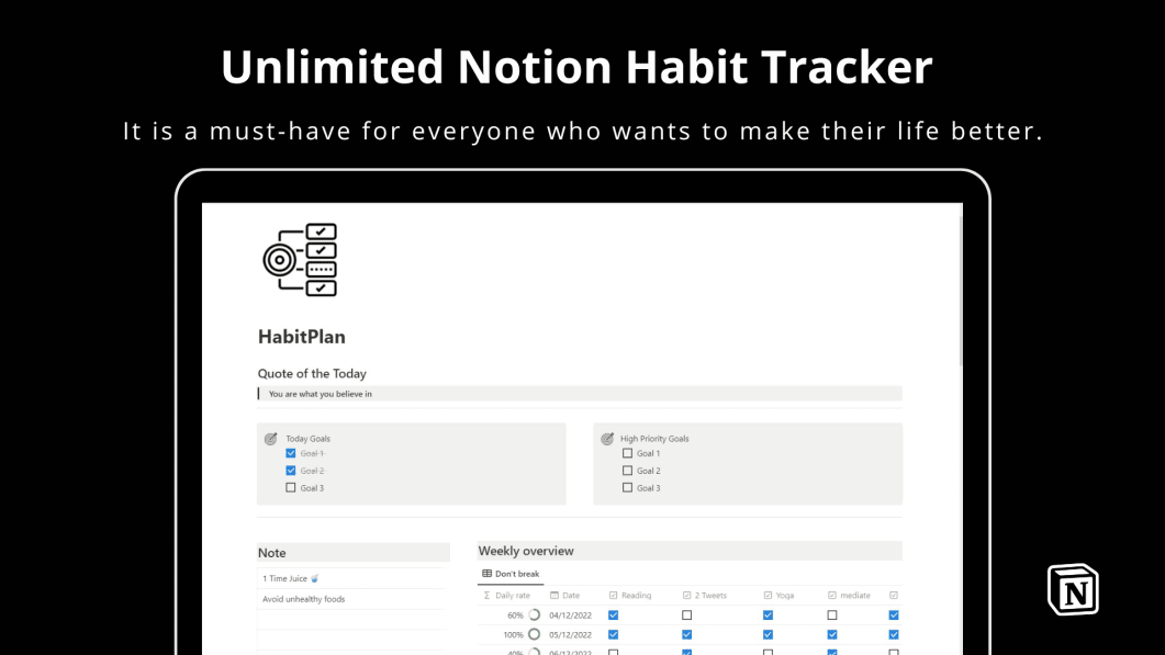 Simple Notion Habit Tracker 