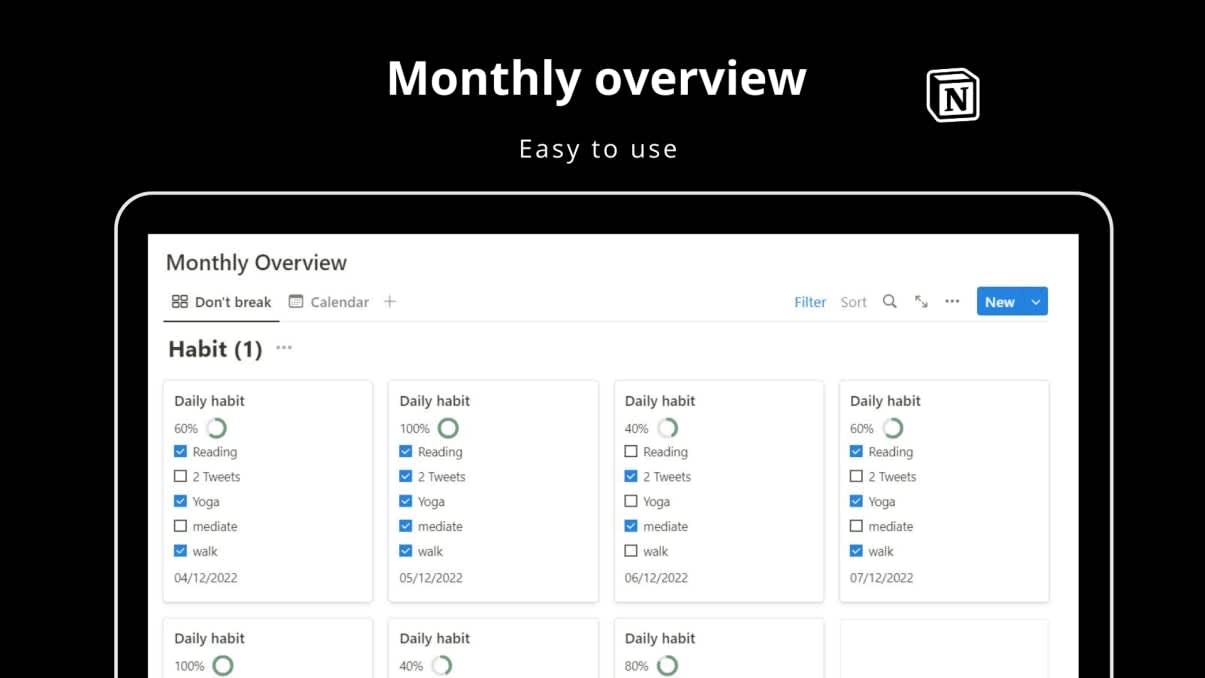 Simple Notion Habit Tracker | Prototion