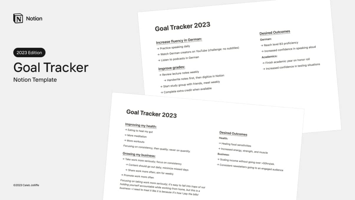 2023 Notion Goal Tracker | Prototion