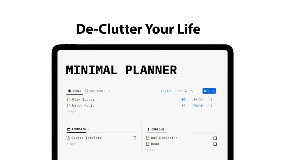 Minimal Planner | Prototion | Buy Notion Template