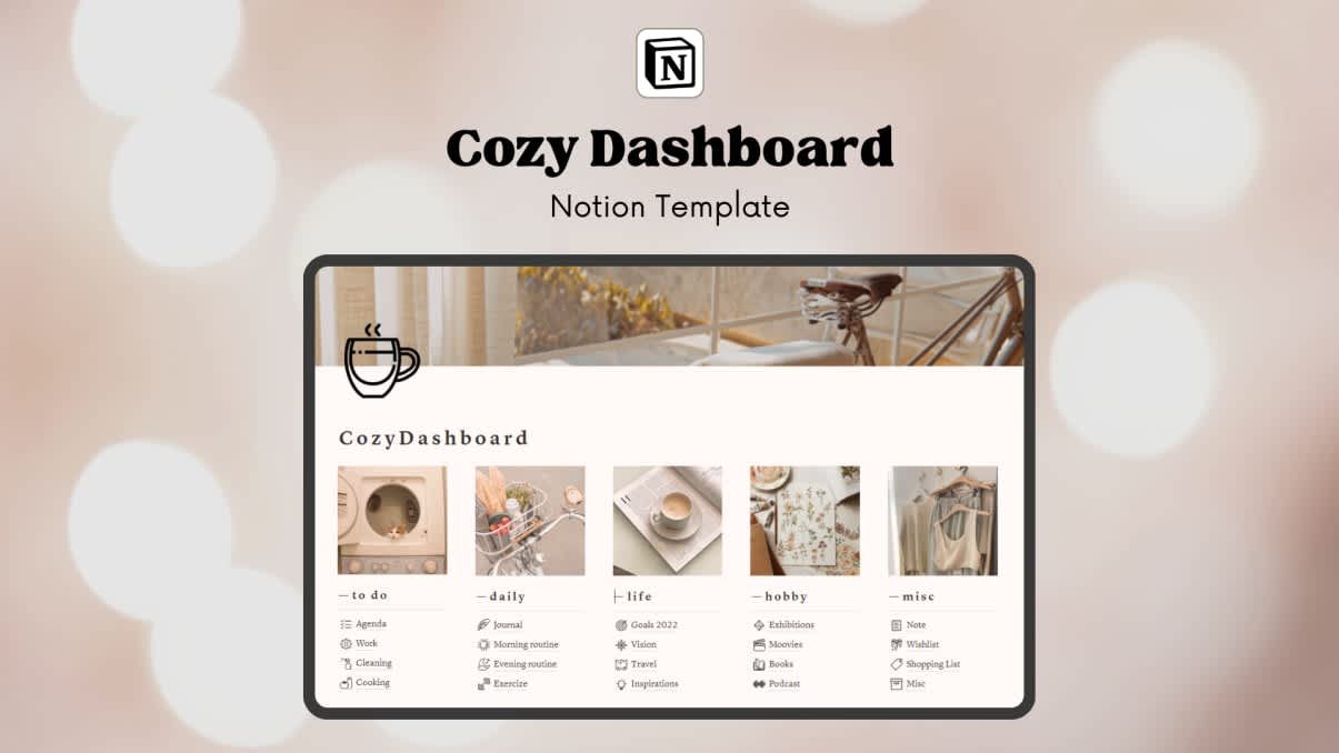 Cozy Dashboard | Prototion | Buy Notion template