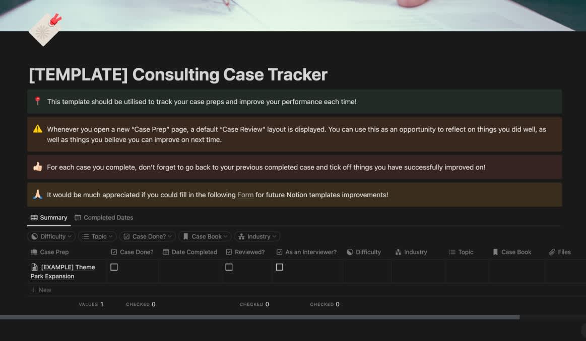 Consulting Case Tracker | Prototion | Get Notion Template