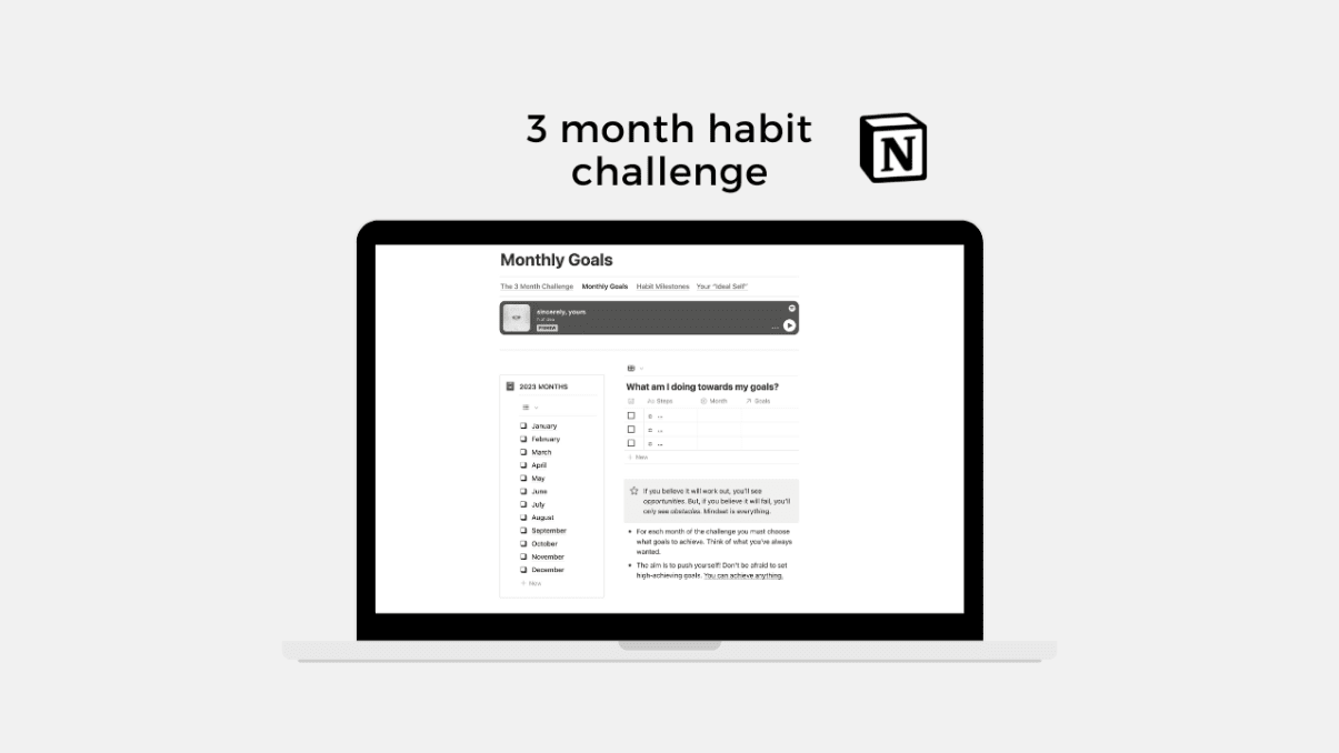 3 Month Habit Challenge | Prototion | Notion Template