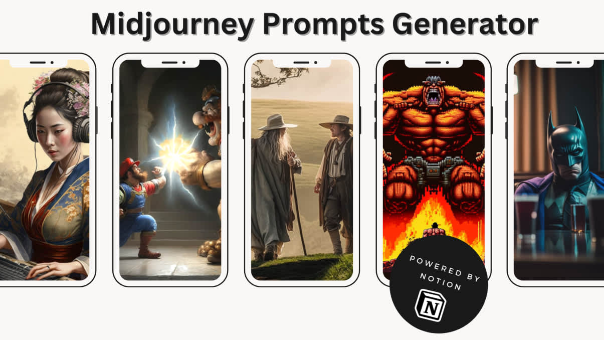 Midjourney Prompts Generator | Prototion | Notion Template