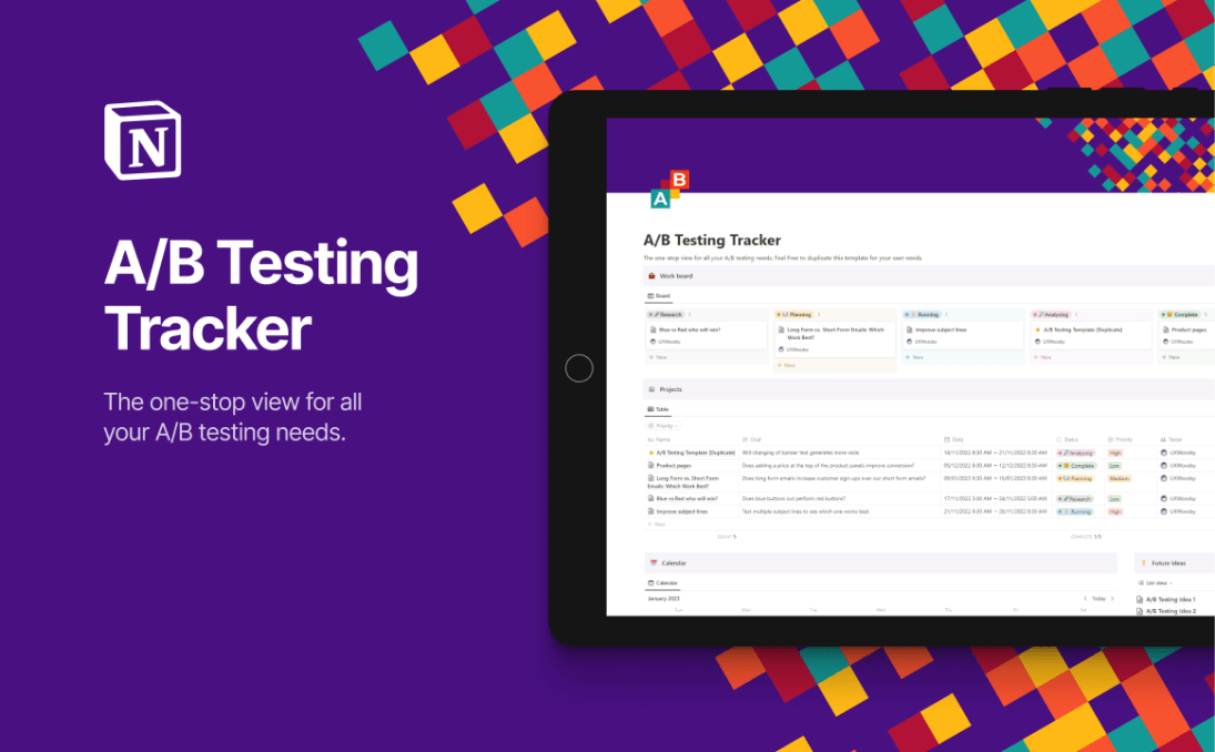  A/B Testing Tracker | Prototion | Buy Notion Template