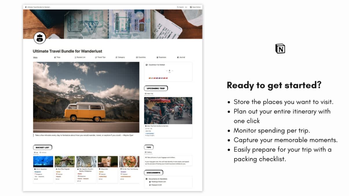 Ultimate Travel Planner | Prototion | Buy Notion Template