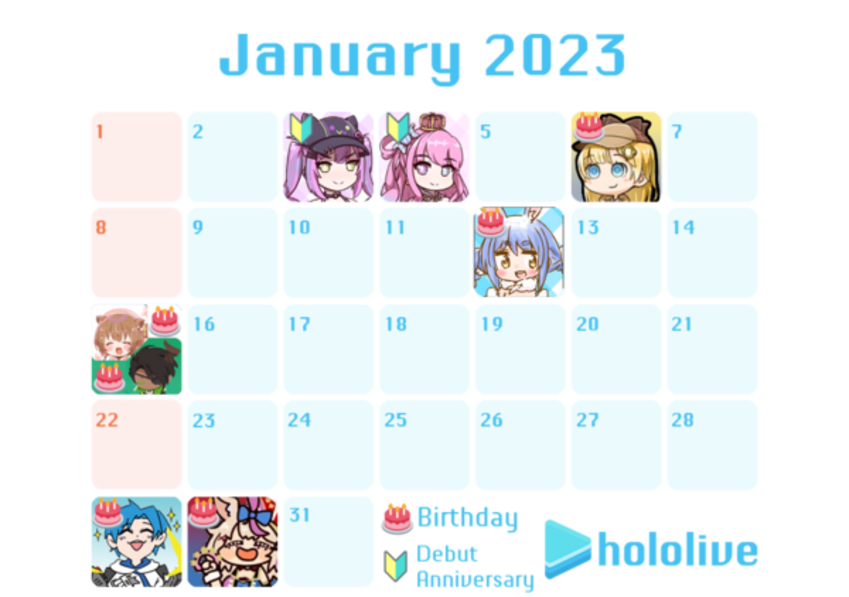 Hololive Calendar 