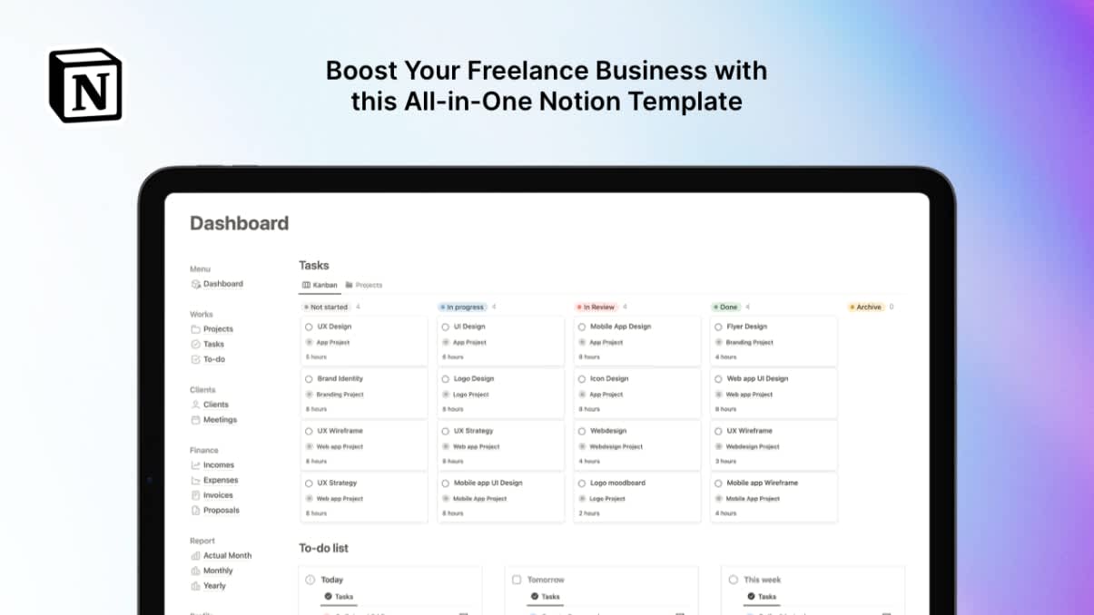 Freelancer Board | Prototion | Buy Notion Template