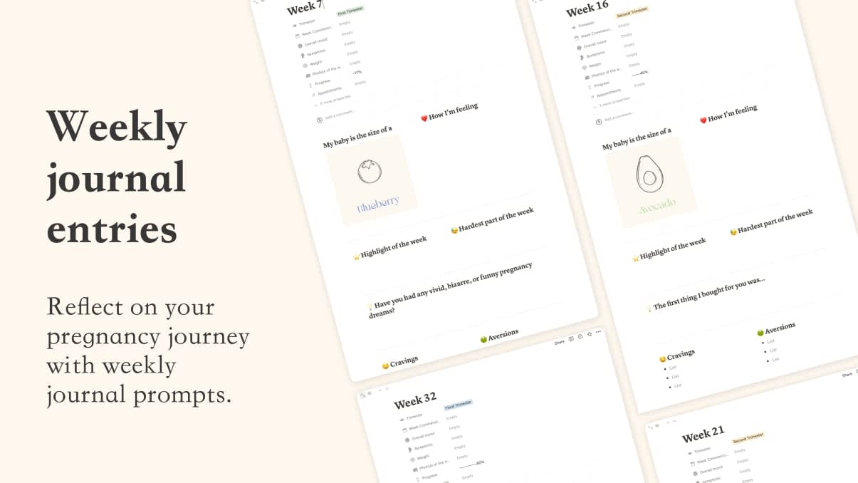 Pregnancy Planner & Journal | Prototion | Notion Template